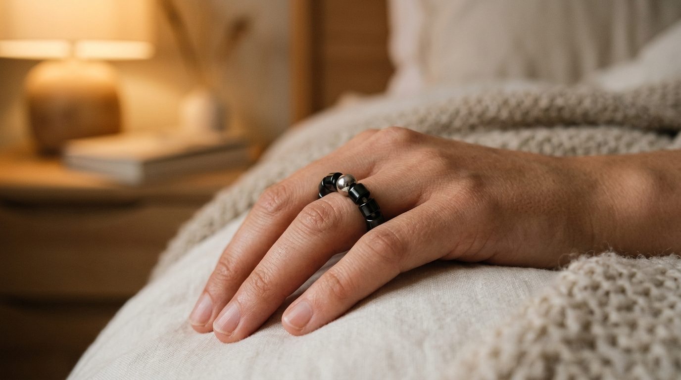 Bague Néodyme Anti-Ronflement en Époxy Noir et Argent : Retrouver un Sommeil Paisible