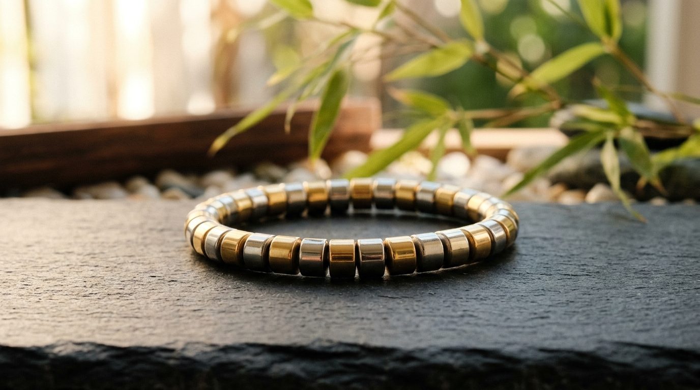 Bracelet Magnétique Néodyme Modèle Jakarta : Équilibre et Élégance Bicolore