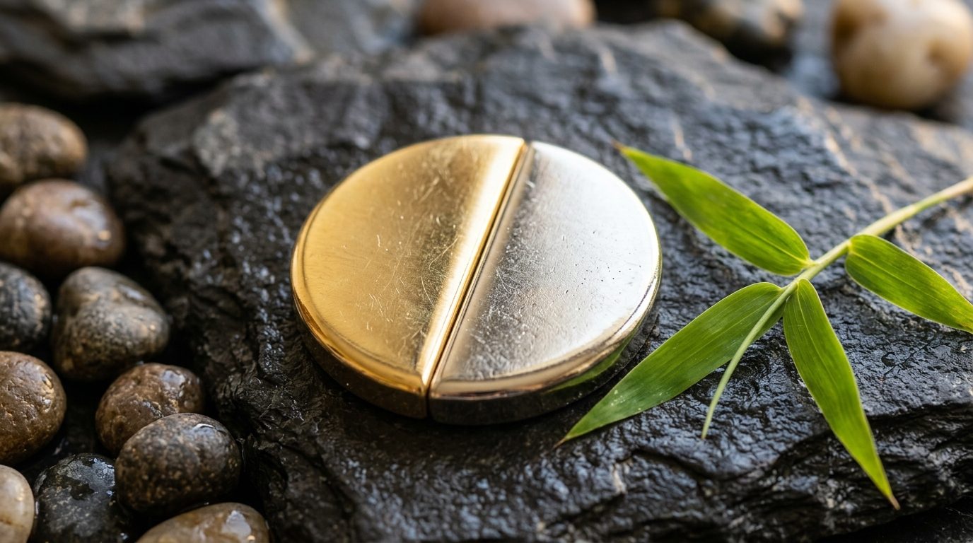 Médaillon Néodyme D30 x 8 mm Argent et Or : Puissance et Polarité Thérapeutique
