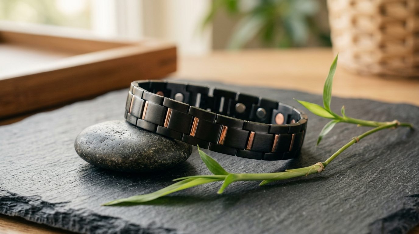 Bracelet Magnétique en Titane Noir : L’Alliage de la Légèreté et de la Puissance Magnétique