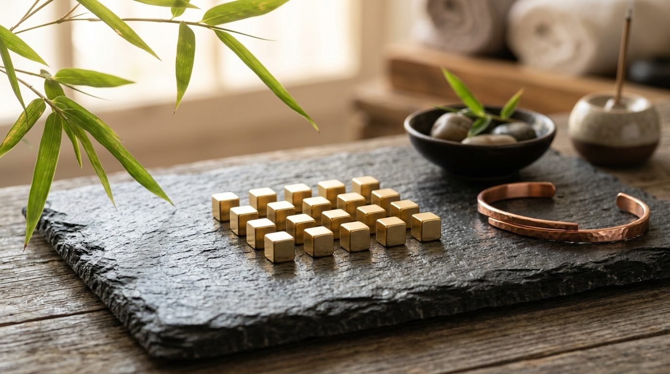 Aimants cubes en Néodyme 5x5x5 mm dorés : puissance et élégance au service du bien-être